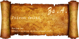 Zsiros Anikó névjegykártya